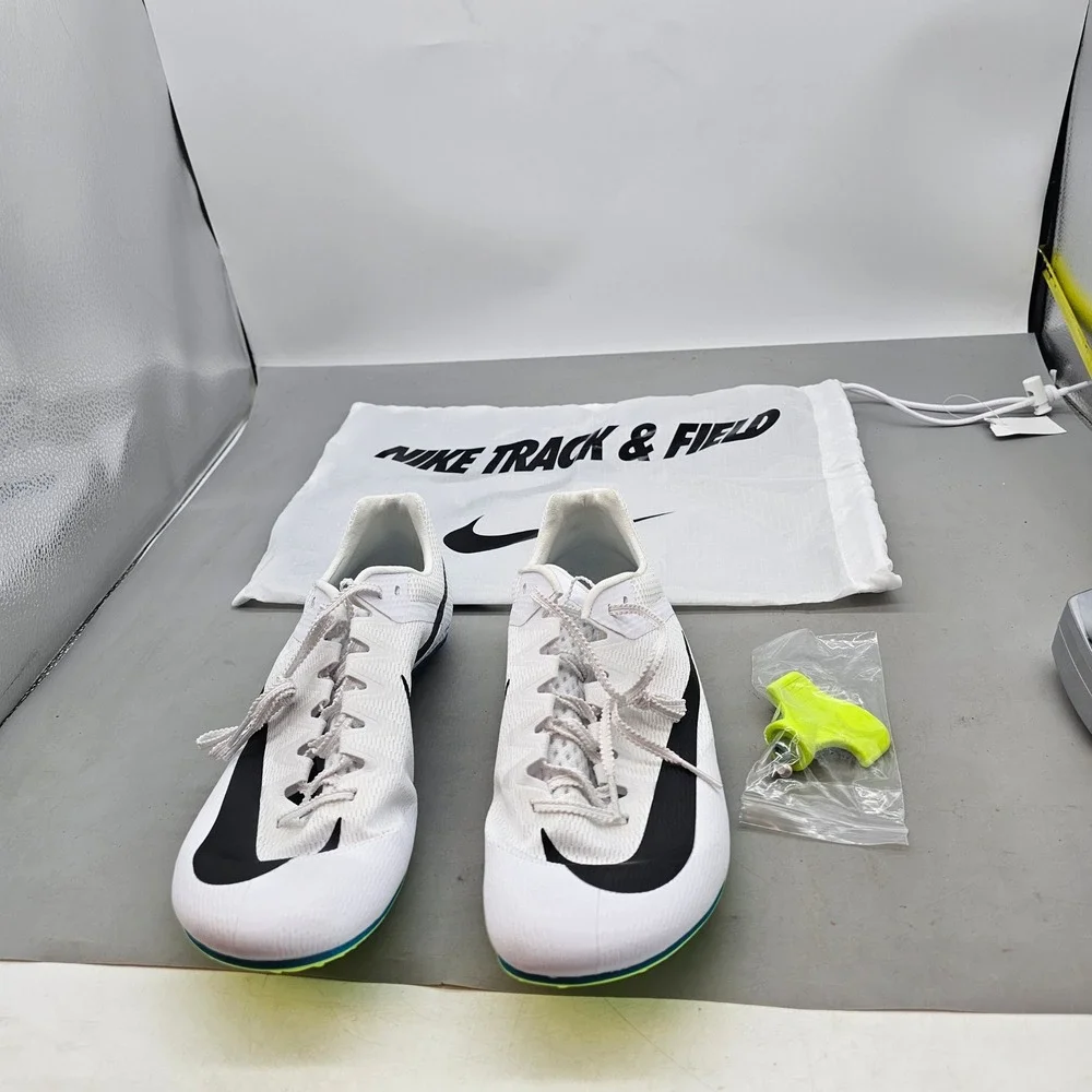 Nike Zoom Rival Sprint Track Spikes White Black Volt FZ9663-102 Mens 12